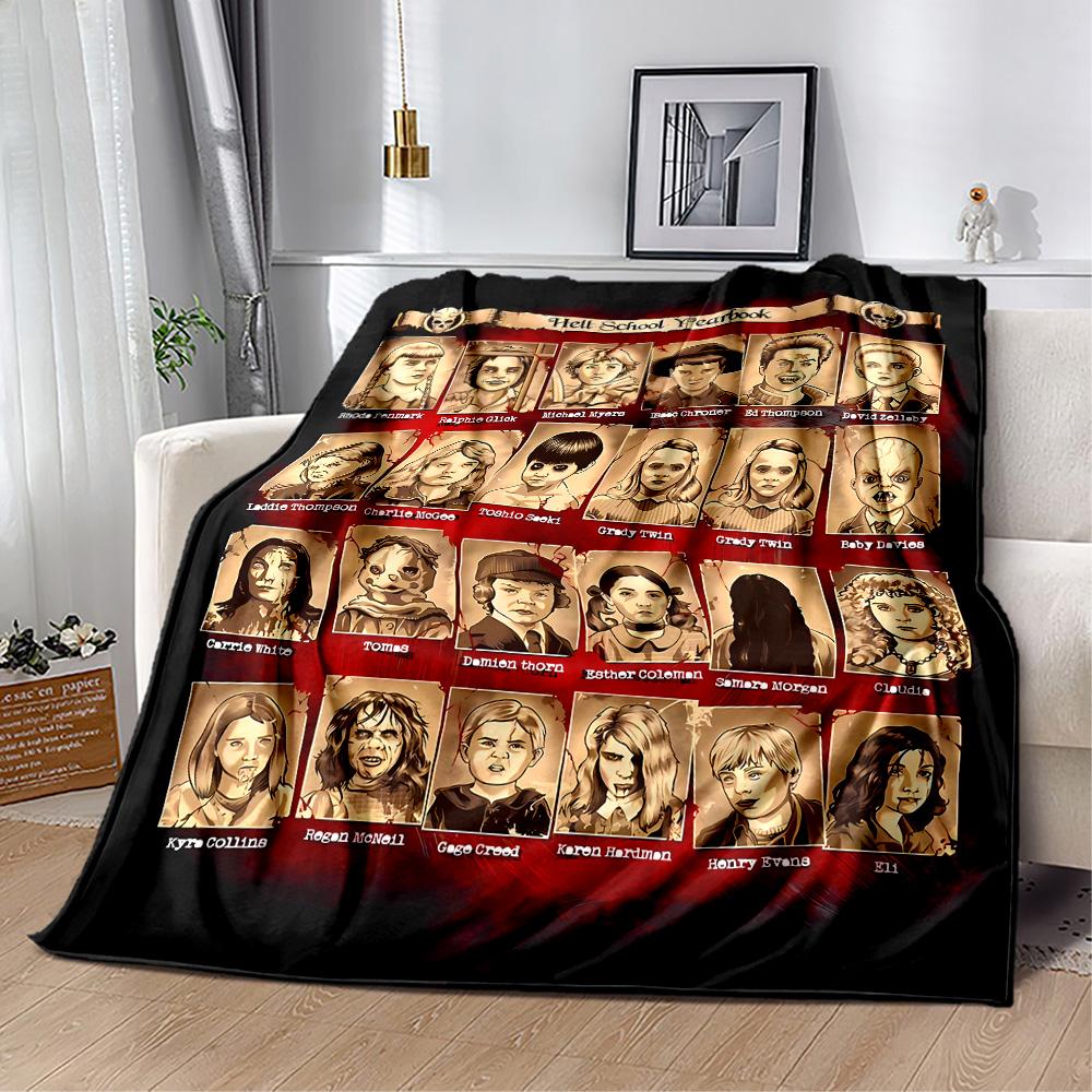 Halloween Horror Icons Blanket Ultra-Soft Suitable for Seaside Bed Livingroom All-Season Use Playful Design Perfect Gift for Relatives and Friends