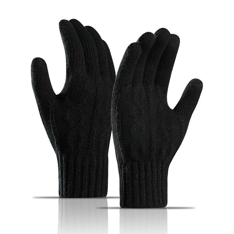 Herren Winter Jacquard Strick Woll Touchscreen Handschuhe - Dick, Warm, Samtgefüttert, Fingergetrennt