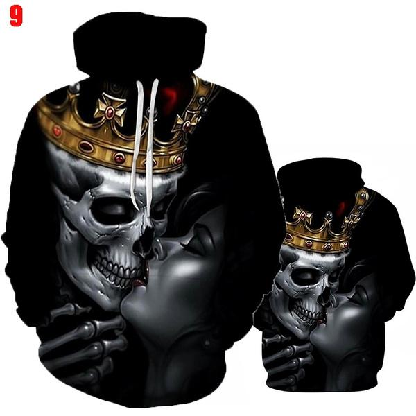 Unisex 3D Skull Print Hoodies Men Women Personality Hip-hop Street Hoodie Pullover