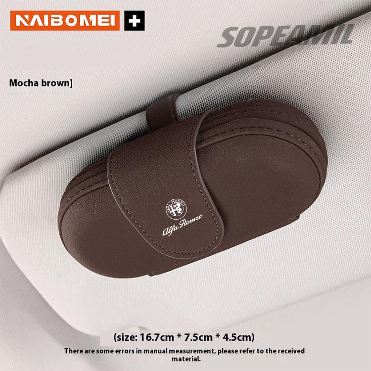 Car Suede Sunglasses Storage Box Visor Glasses Clip Alfa Romeo GT 147 156 159 Giulia Tonale Stelvio Giulietta Mito Milano Gloria wnp522