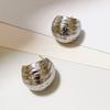 Geometric Metal Irregular Grain Stud Earrings for Women Punk Style Pleated Square Personality Earrings Travel Party Jewelry Gift