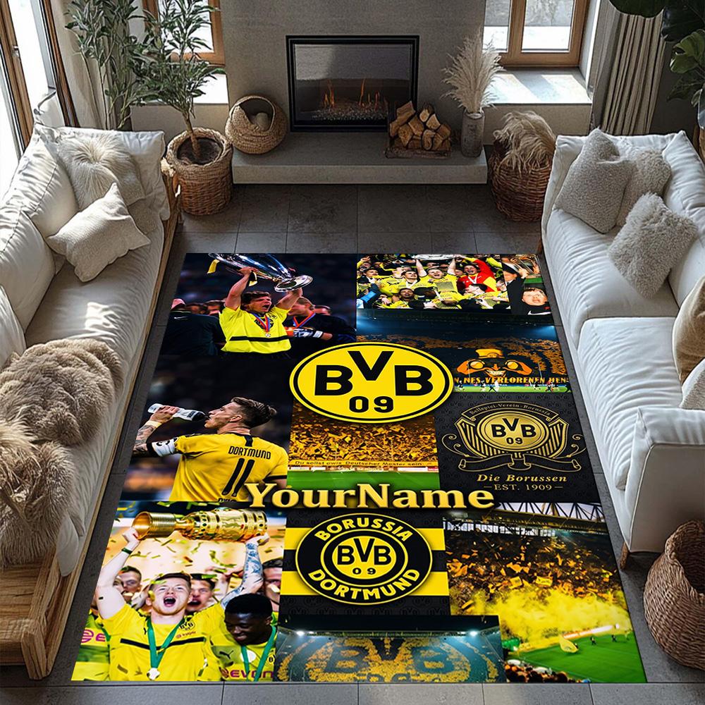 Borussia Dortmund Customize Your Name Floor Rug Office Rug Design for Dormitory Outdoor Playrooms Decorate Room Anti-slip Rug Decorate Offices