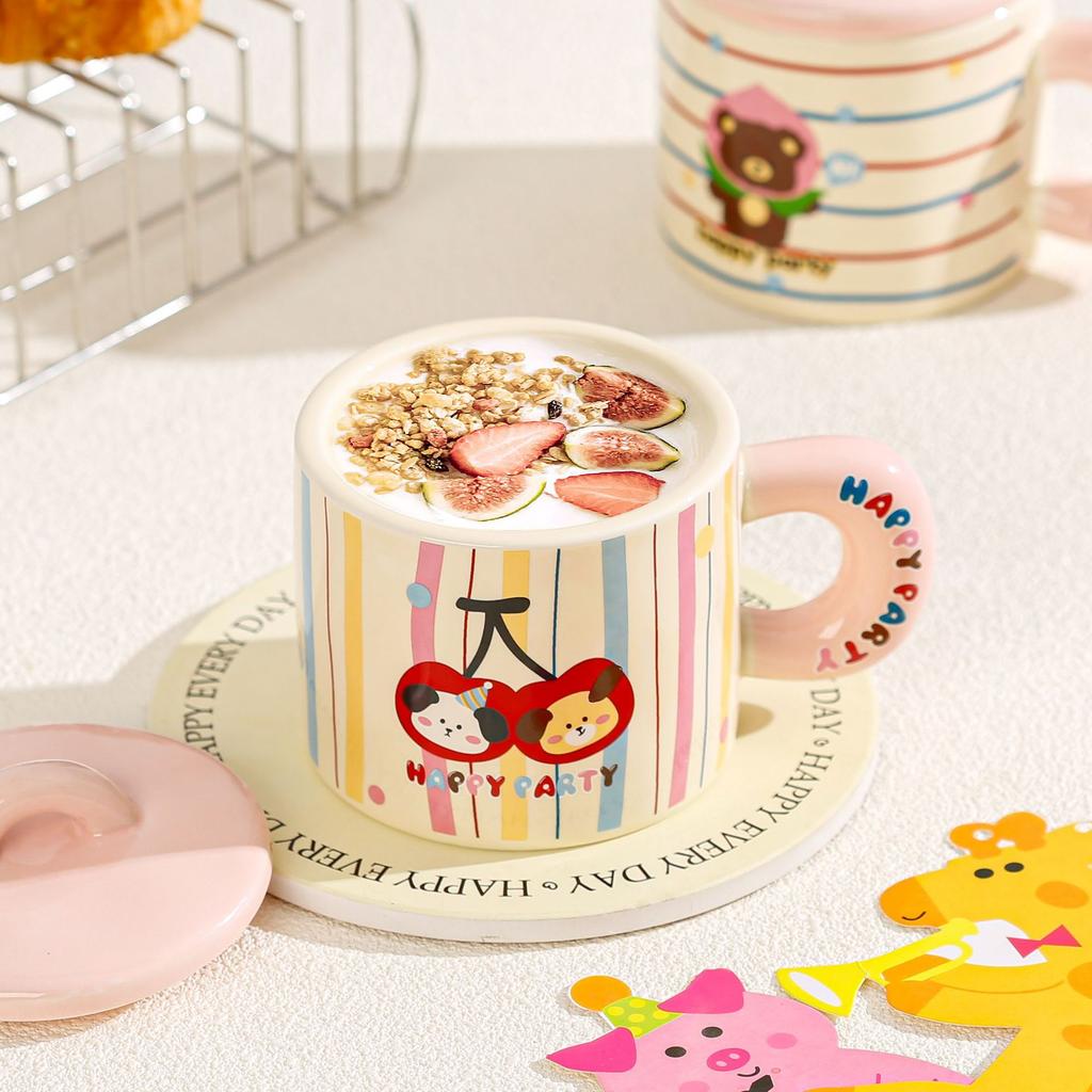 Kreslený Zvířecí Keramický Hrneček Dívčí Srdce Šálek Dárek pro Nejlepší Kamarádku k Narozeninám Pohár na Vodu Kancelářský Domácí Snídaňový Šálek