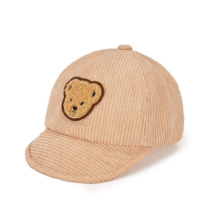 Baby Korean-style cartoon bear autumn and winter baseball caps for boys and girls, soft brim windproof children s baseball caps 6-24M хаки