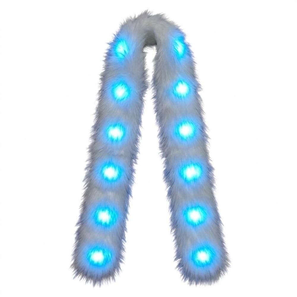 White Plush LED Flash Scarf Light Up Christmas Decoration Shining Luminous Glowing Scarf Rave