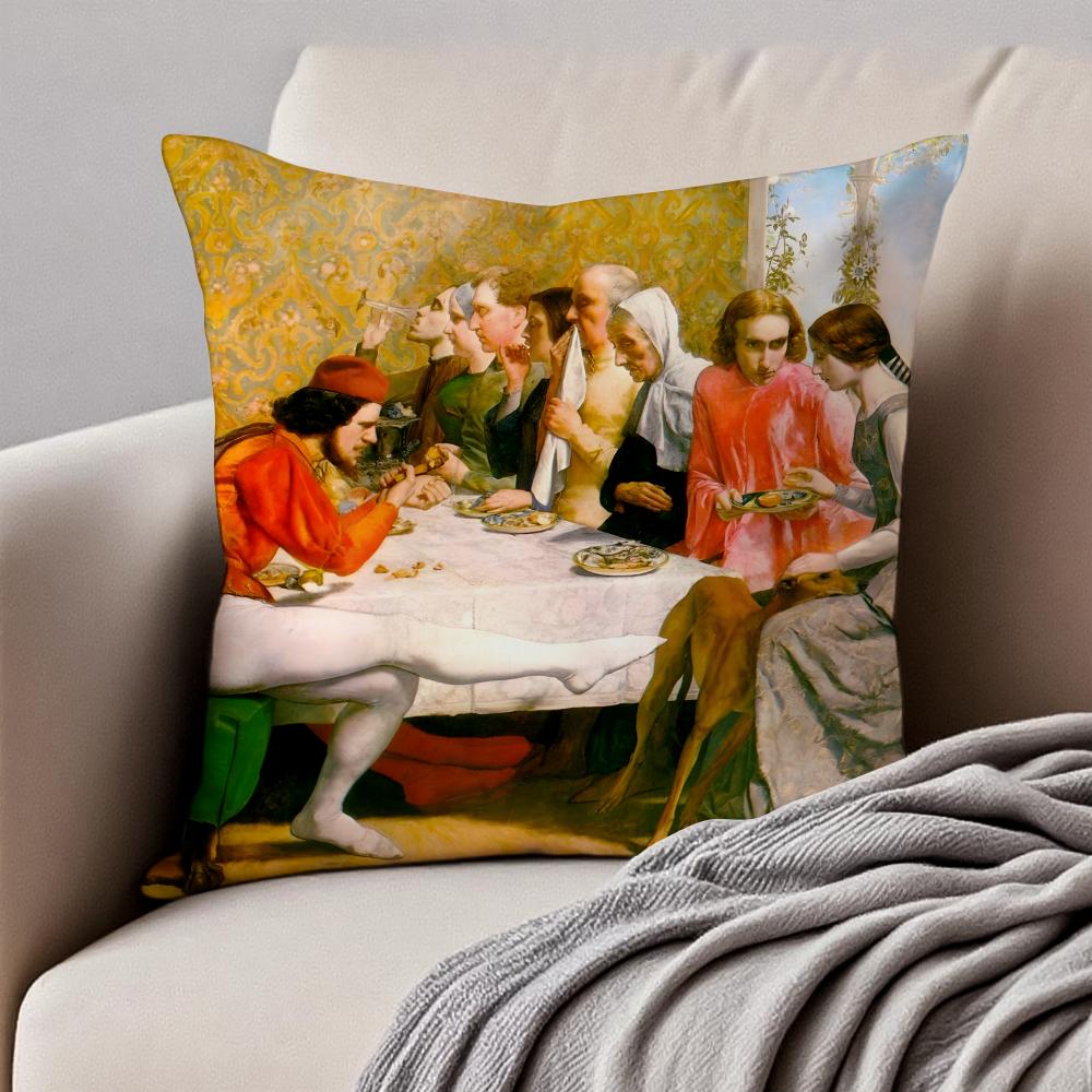 classical JJohn Everett Millais Cushion Cover Pillowcase Antidustmite Invisible Zipper Short Plush Sofa Cushion
