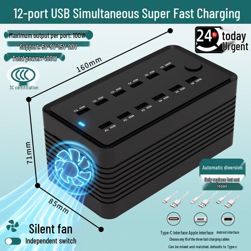 Multi-Port USB Charger Station: Fast Desktop Charger with 10, 20, or 50 Ports for Phones