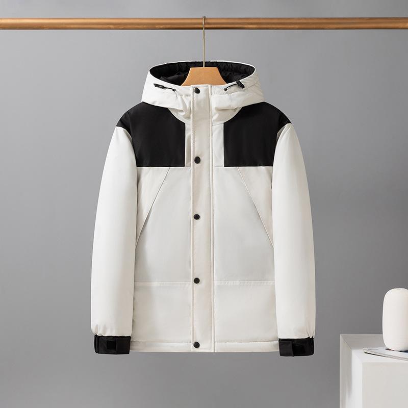 

New cotton-padded clothes men s winter warm winter clothes thickened Internet celebrity cotton-padded jacket men s color matching hooded L білий