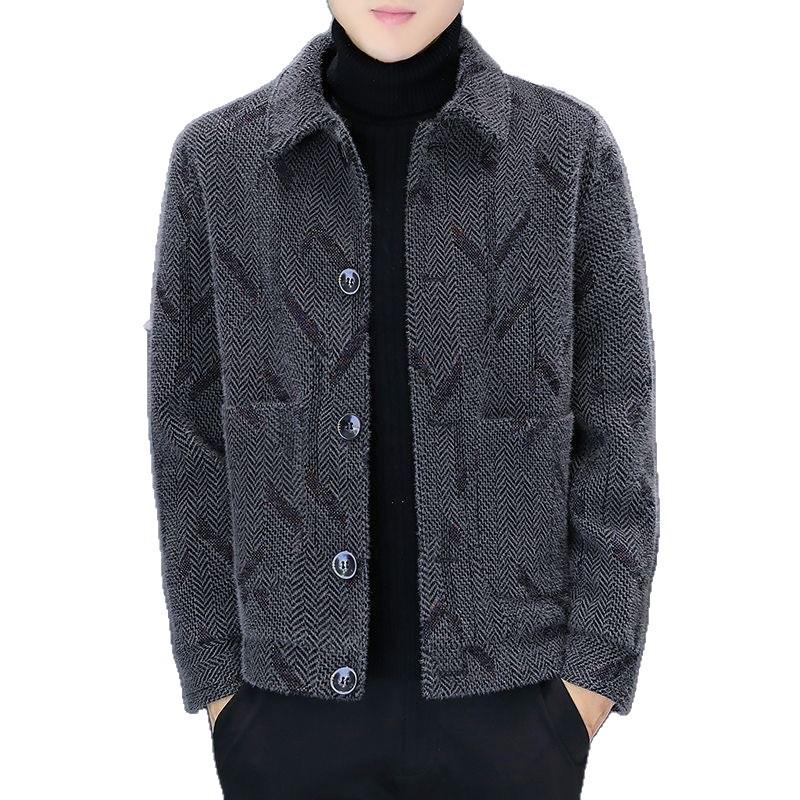 Herren Wollmantel mit Fleece, Herbst/Winter Neuer Stil, Lässige Kurze Reversjacke