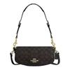 ANDREA 21 Brand Logo Detachable Handle Cow Leather and Artificial Leather Hand-held Crossbody Shoulder Bag Small Size Women's Walnut Color