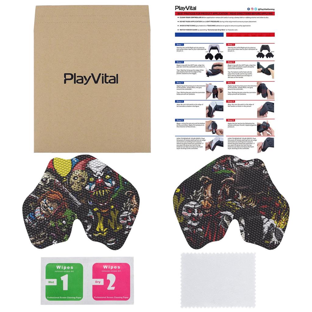 eXtremeRate PlayVital Grip for PS5 Professional Textured Soft Rubber Pad Handle Grip Sticker for PS5 Controller Non-Slip Sweat-Absorbent Controller,