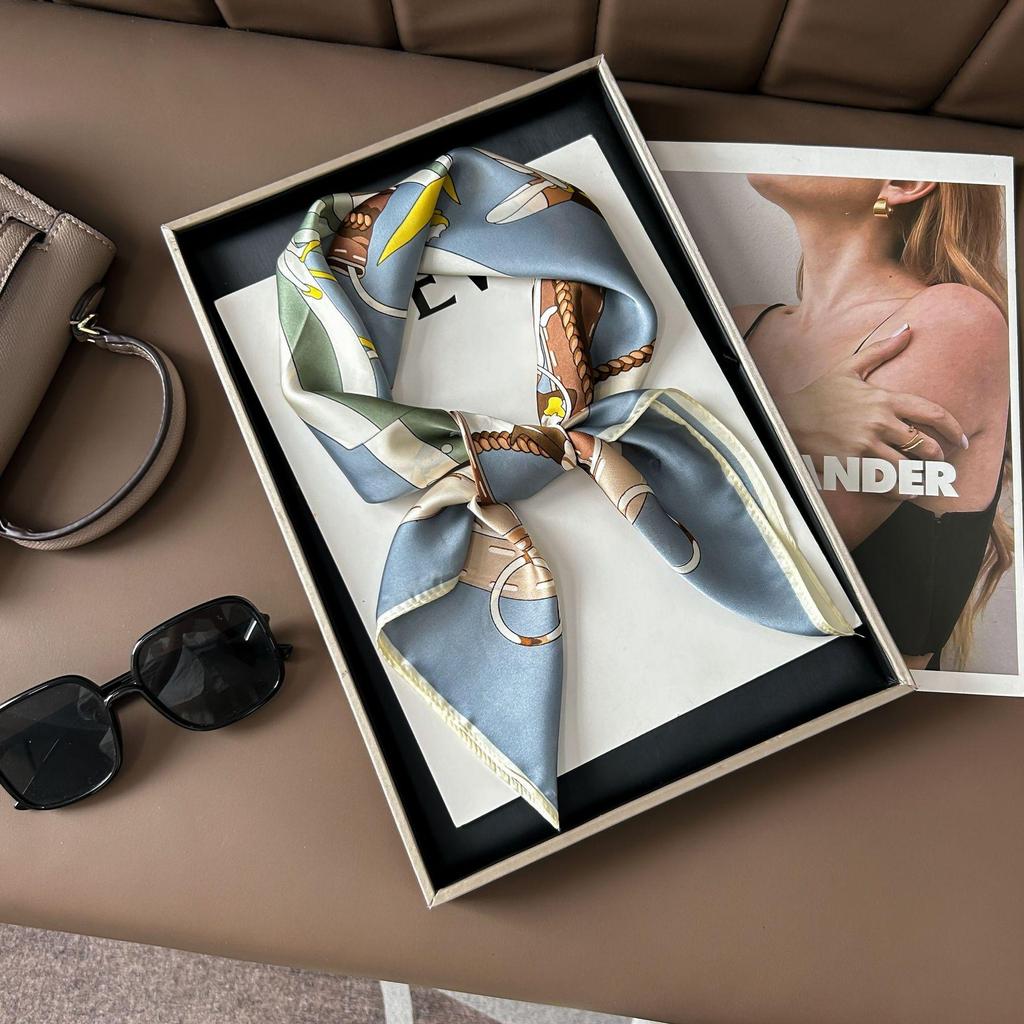 Korean Style High-End Printed Silk Scarf - Versatile Fashion Accessory