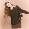 Sancai 2026 Winter Striped V-Neck Knit Cardigan