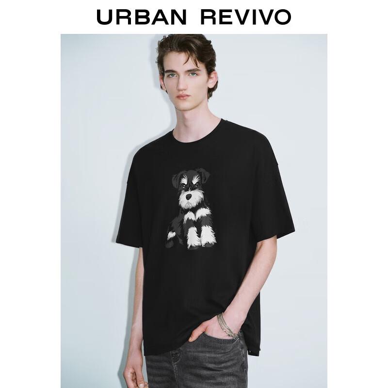 UR Men s Casual Cute Pet Print Crew Neck T-Shirt XS