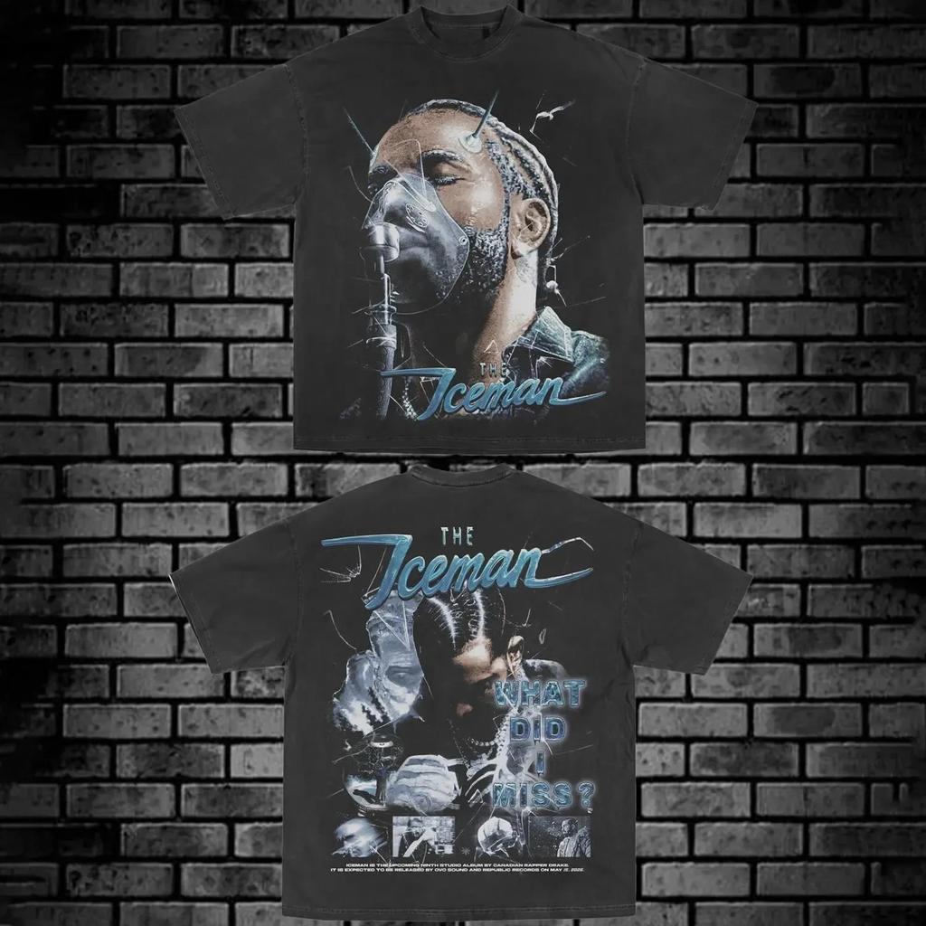 New Album Ice Man Drake T-Shirt Cotton Acid Washed, Frozen Iceman Graphic Tee
