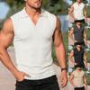 Men Sleeveless Polo Shirt Ribbed Texture Casual Comfortable Fit Soft Fabric Summer Vest Top for Daily Wear