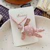 Autumn Retro Sweet Pink Coffee Leopard Pattern Bow Rabbit Hairpin Hair Ring Temperament Baby Tie Ball Head Flower Girl
