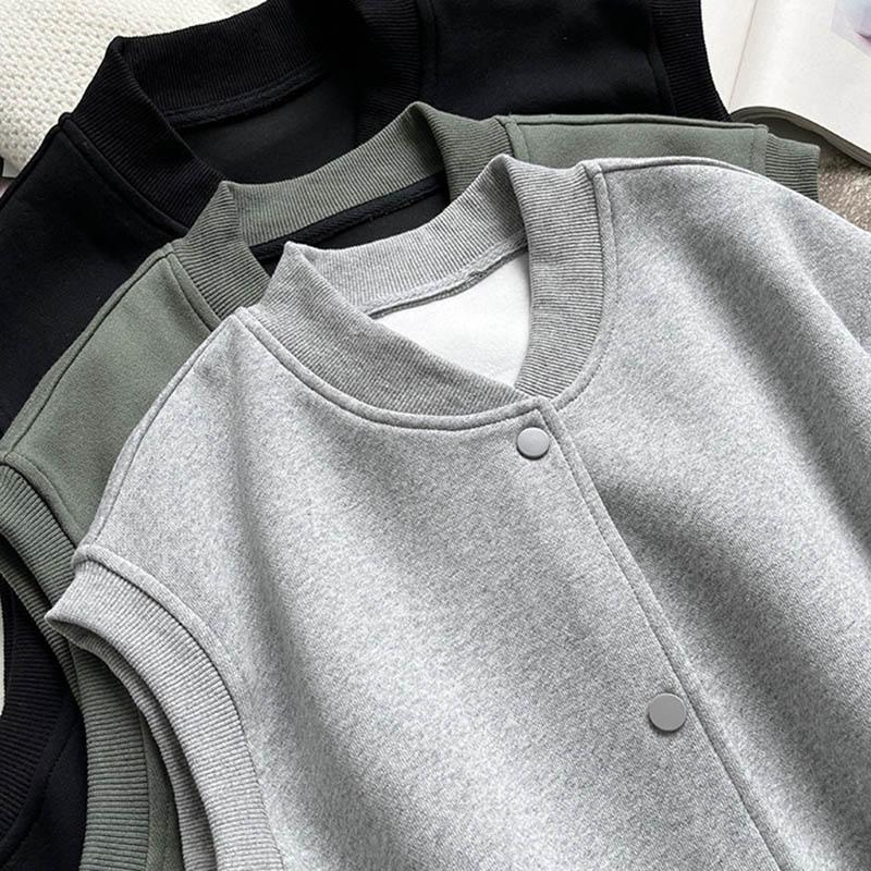 Vest for Women Cotton Autumn Winter Sleeveless Tops Vest Oversize Thickened Solid Color Casual Vest jacket