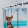 Beach-Themed Shower Curtain: Adorable Chihuahua Print In Multicolor Perfect For Bathroom Decor Easy Installation Quick Dry Fabri