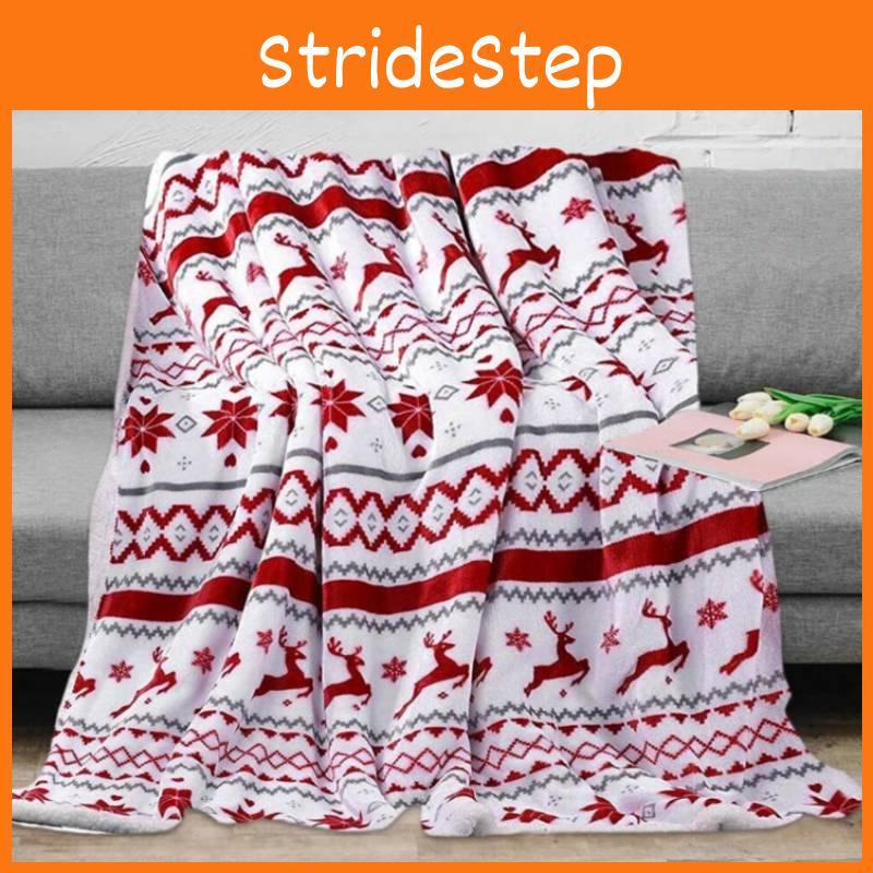 Plush Double Blanket With Christmas Snowflake Elk Printing Design For Daily