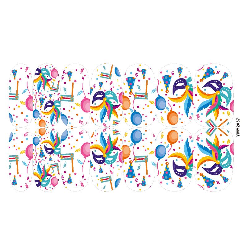 Waterproof Full Cover Party Nail Stickers - Colorful Designs (YMY2057-2072)