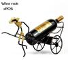 1 Pcs Chinese Style Retro Wrought Iron Wine Rack Gift Ideas Rickshaw Wine Bottle And Glass Holder Bar Home Decoration