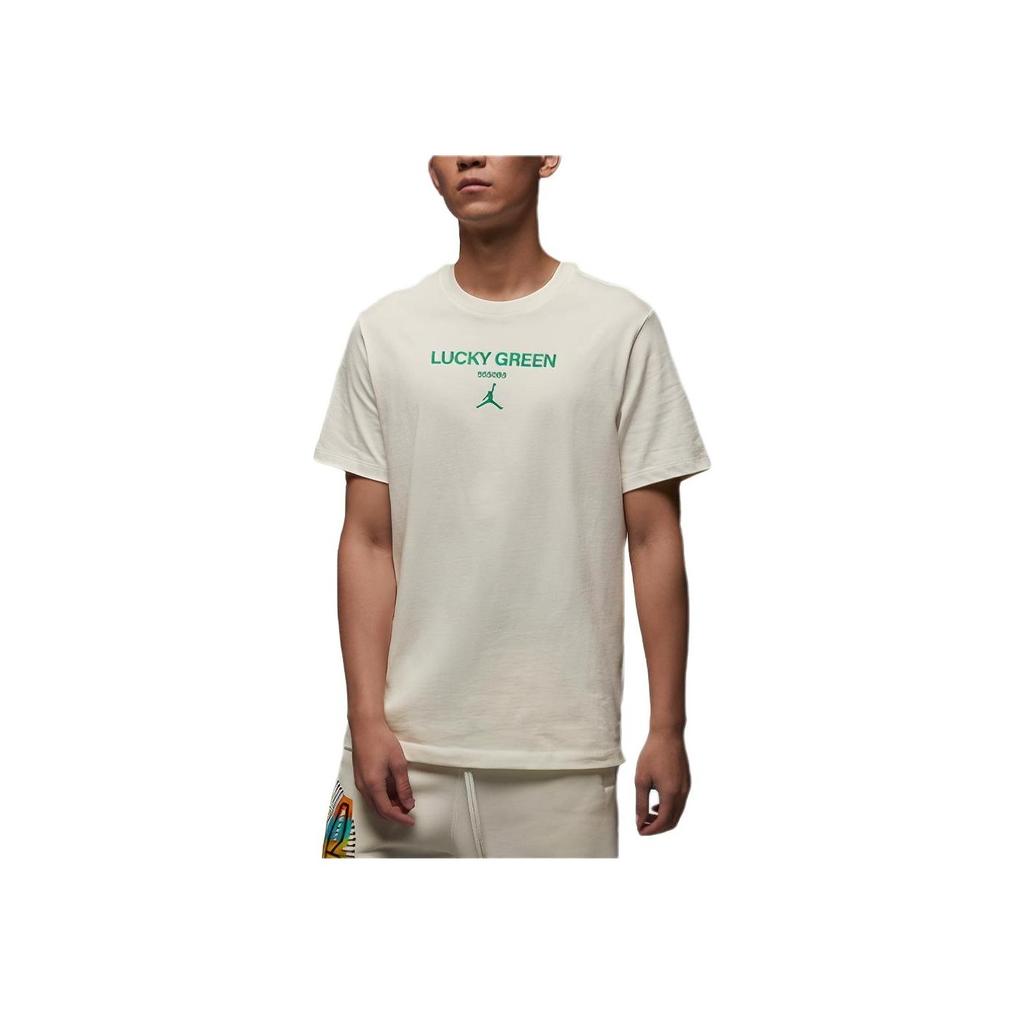 Jordan Alphabet Logo Print Round Neck Short Sleeve T-Shirt Men Tops Sail FN3716-133