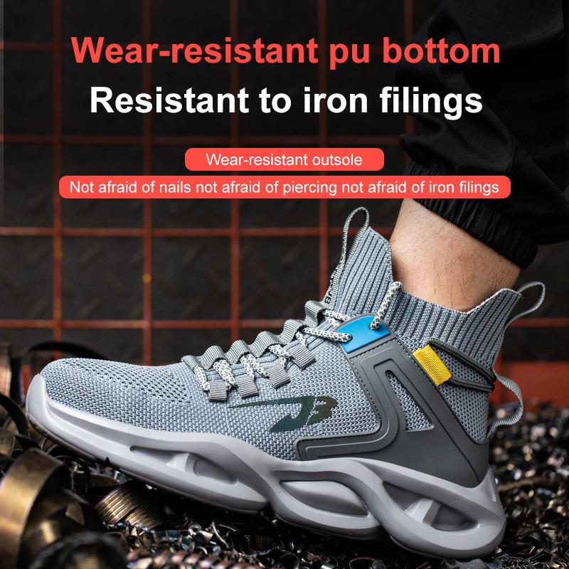Black Work Shoes with Steel Toe Sneakers Men Anti Puncture Work Protection Boots Anti-slip Safety Shoes Security Shoes for Men