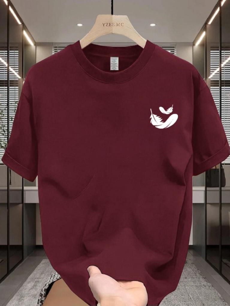 MenS 100 Cotton Casual ShortSleeve TShirt with a Round Neck Trendy Design Versatile for Summer Featuring Print Patterns