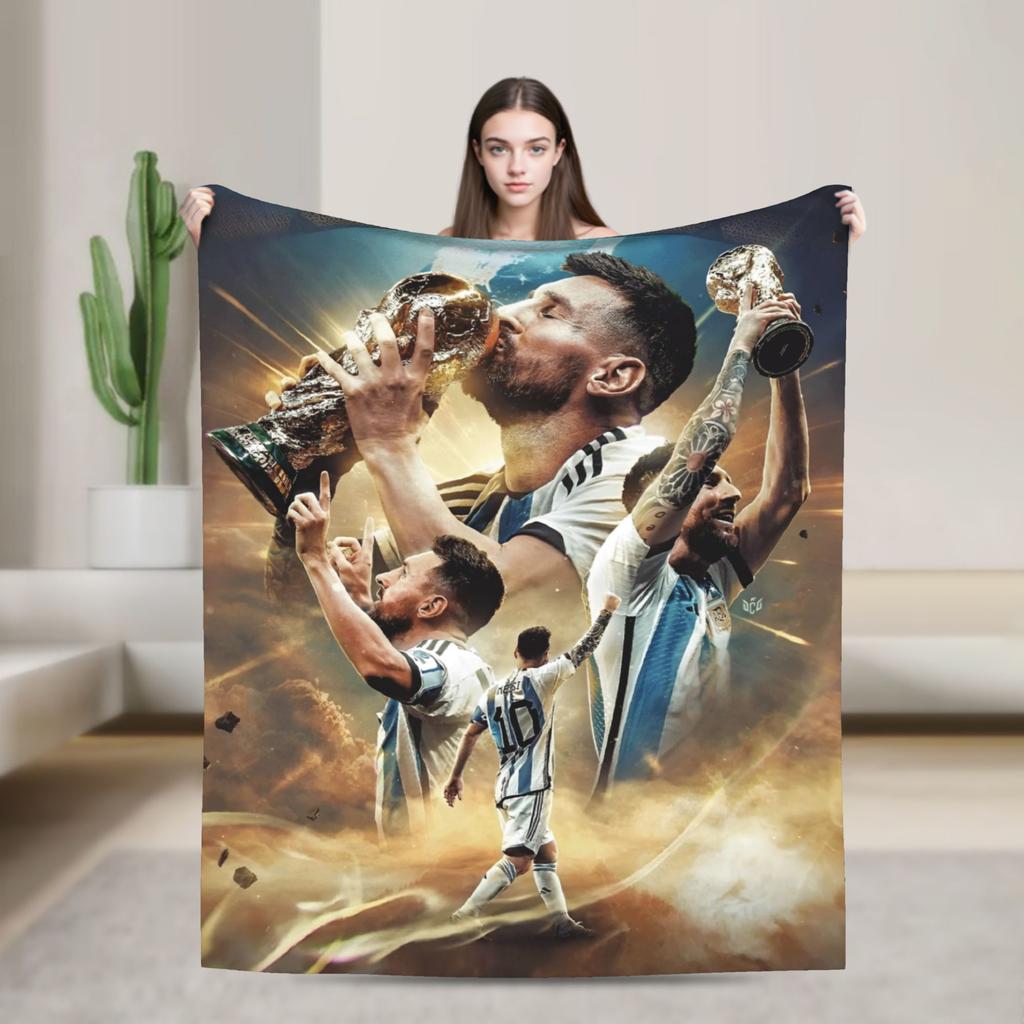 Argentina Number 10 Football Soccer Flannel Blanket Messied Awesome Throw Blanket for Home Hotel Sofa 150*125cm Bedspread