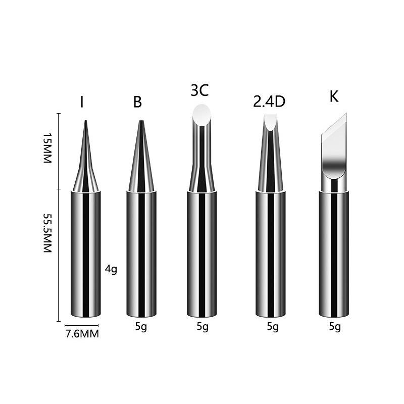 5pcs I+B+K+2.4D+3C Soldering Iron Pure Copper 900M Soldering Iron Head Set Inside Hot Bare Copper Electric Soldering Iron Tip