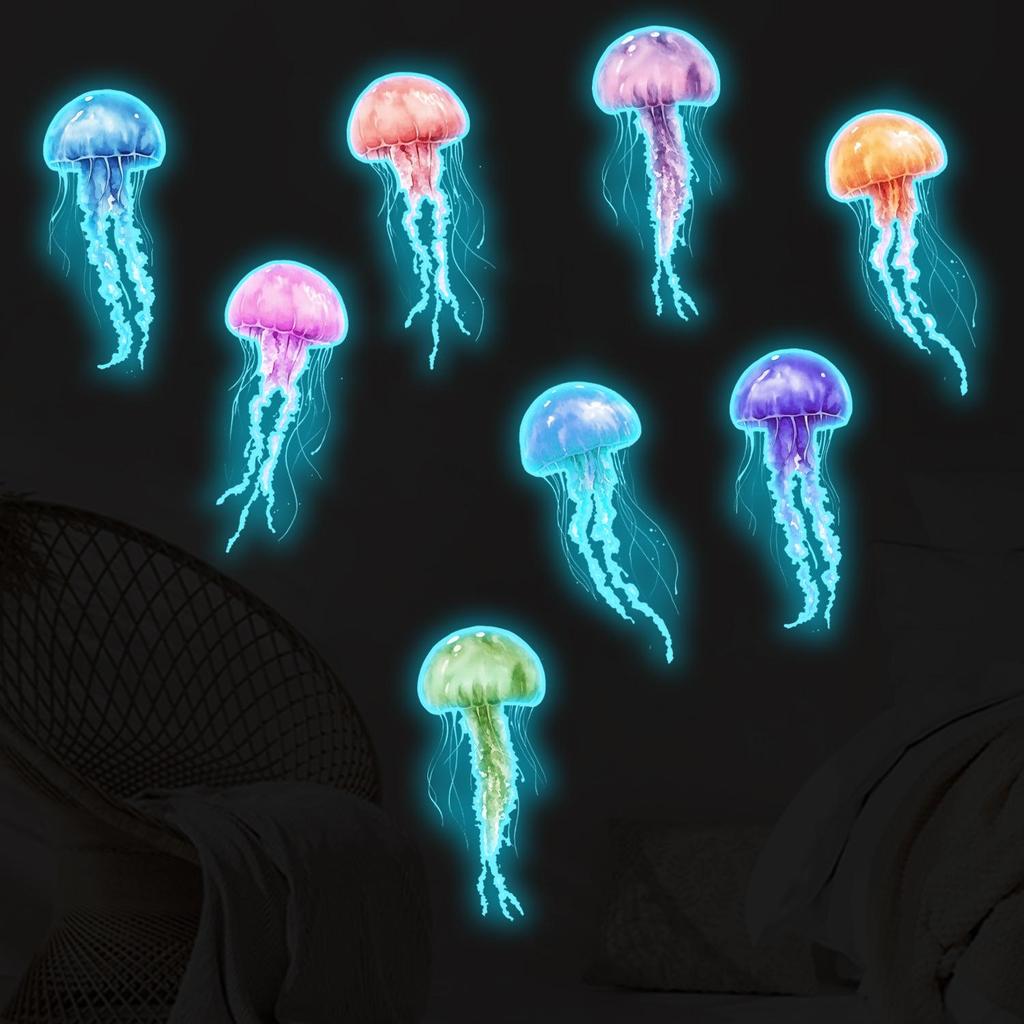 Blå Selvlysende Magiske Maneter Dekaler for Barneromsdekorasjon