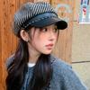 Women S Vintage Plaid Octagonal Newsboy Cap Elegant Versatile Casual