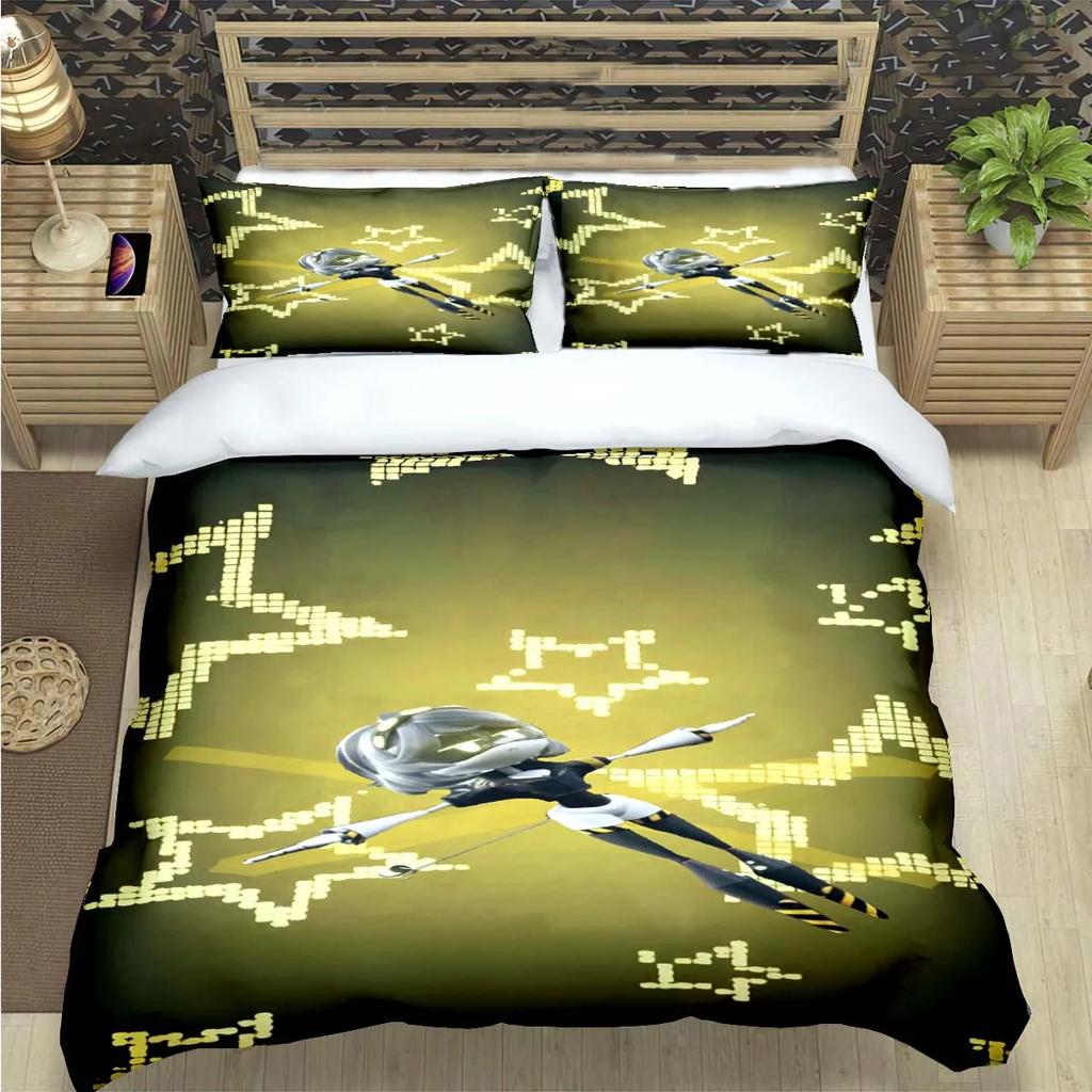 Comforter Fashion Cartoon Murder Drone Print Bedding Set Comforter Bed Youth Kids Girl Boys Luxury Birthday Gift