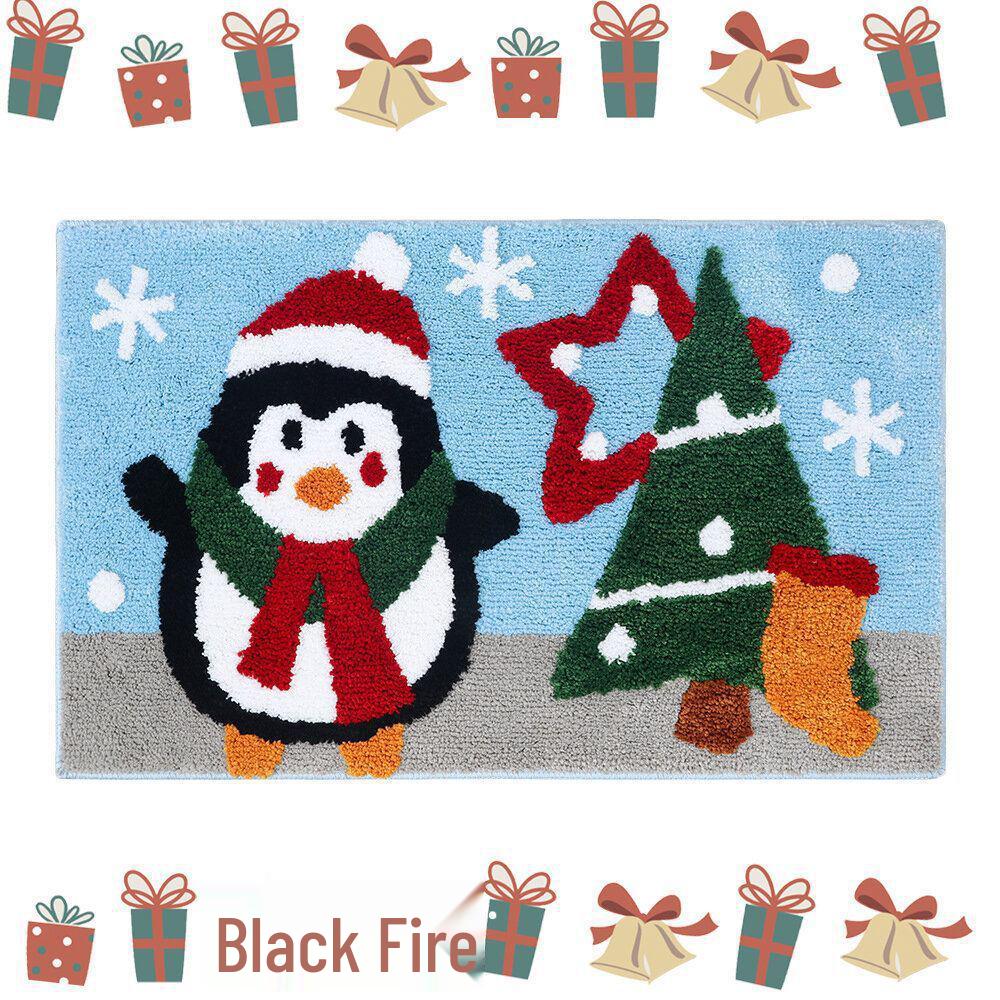 Santa Claus Faux Cashmere Holiday Floor Mat - Dirt & Wear-Resistant, Easy-to-Clean Christmas Decoration