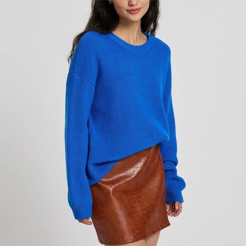 Knitted Sweater Autumn and Winter New Women's Clothing Round Neck Long Sleeve Pullover Loose Lazy Wind Sweater Jacket