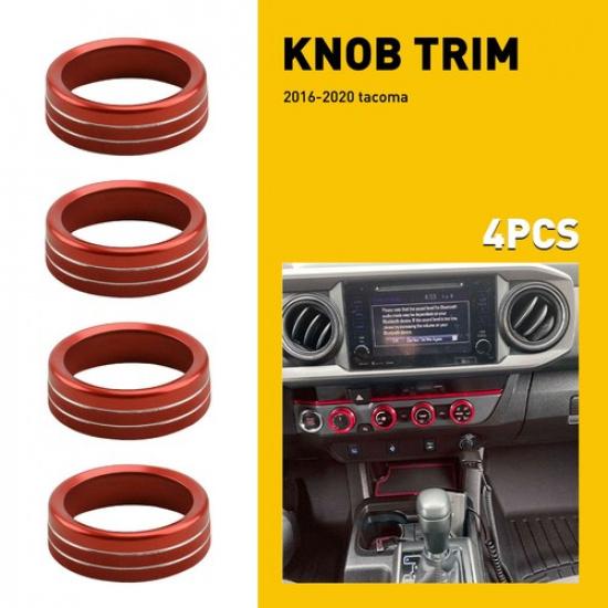 

Fit Toyota 16-20 Tacoma Knob Aluminum Ring Cover Trim Red Car New Accessories