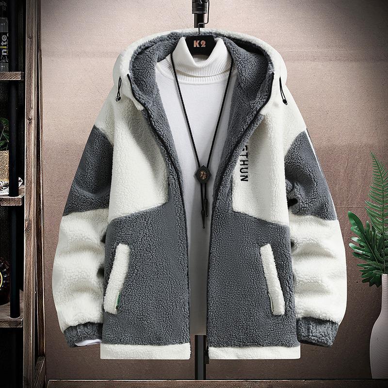 Men's Winter Lambskin Quilted Fleece Jacket for Teenagers