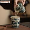 150ml Handamde Ru Kiln Porcelain Gaiwan Japanese Fish and Algae Pattern Tea Tureen Tea Maker Cover Bowl Teaset Cafes Collection