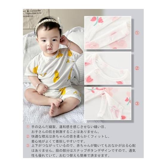 [Hapipana] Romper, Short Sleeve, Summer, Open Front, Baby Clothes, Bodysuit, Coverall, Newborn, Underwear, Boys, Girls, Mesh, Bamboo Fiber, Cotton,