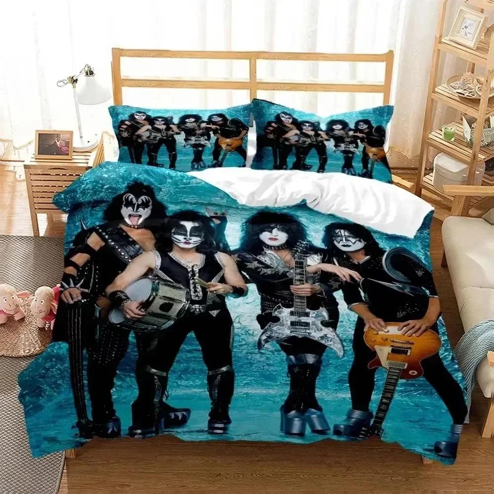 Comforter 3D Print Kiss Band Rock Bedding Set 3D Printed Suitable For Bedroom Kids Home Textile