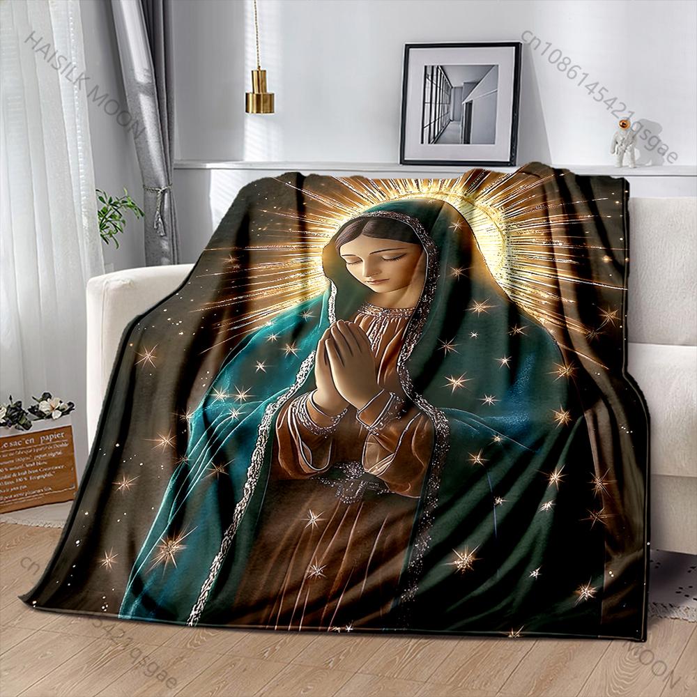 Blessed Virgin Mary Print Blanket Warm Soft and Comfortable Home Travel Blanket Sofa Bedding Camping Cars Cover Blanket for Gift