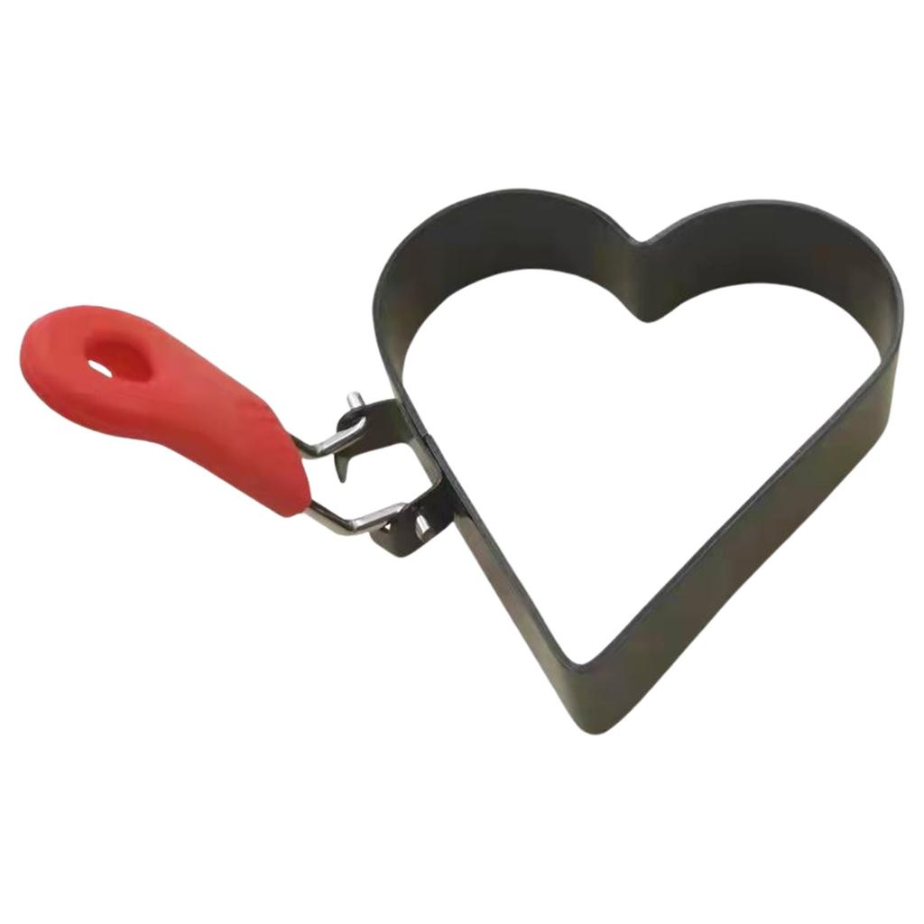Egg Ring With Foldable Handle, Stainless Steel Heart Shaped Egg Rings For Frying Eggs, English Muffins, Cooking Breakfast Sandwich Burger