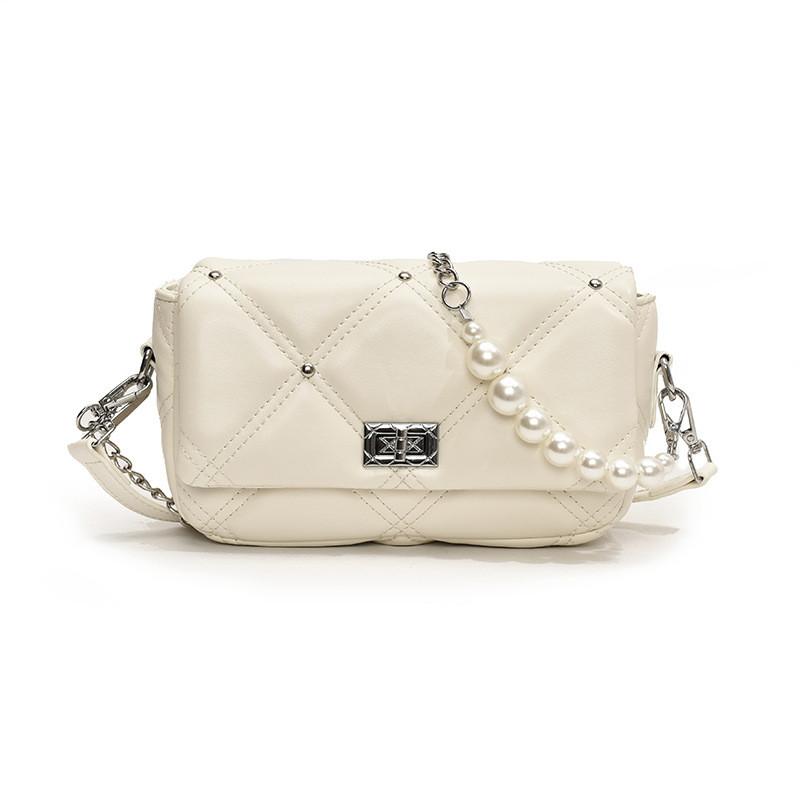 IELGY Large Bead Chain Diamond Underarm Bag Fashion Trendy One-Shoulder Cross-Body Portable