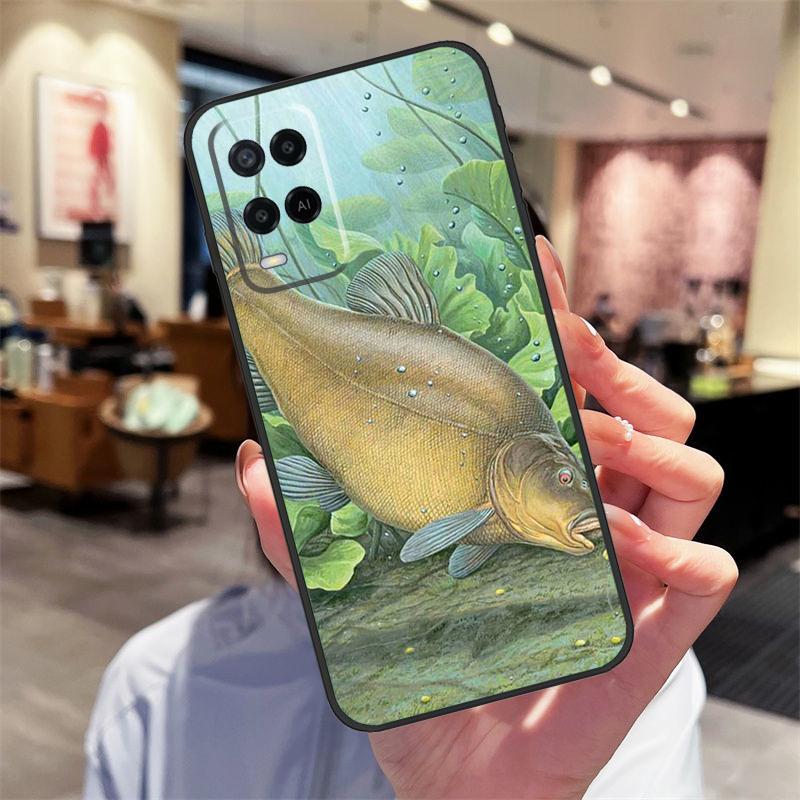 Carps Fish Fishing Case For Oppo A94 A54 A40 A60 A80 A98 A78 A18 A38 A58 A16 A76 A96 A17 A77 A74 A57S A15 Cover