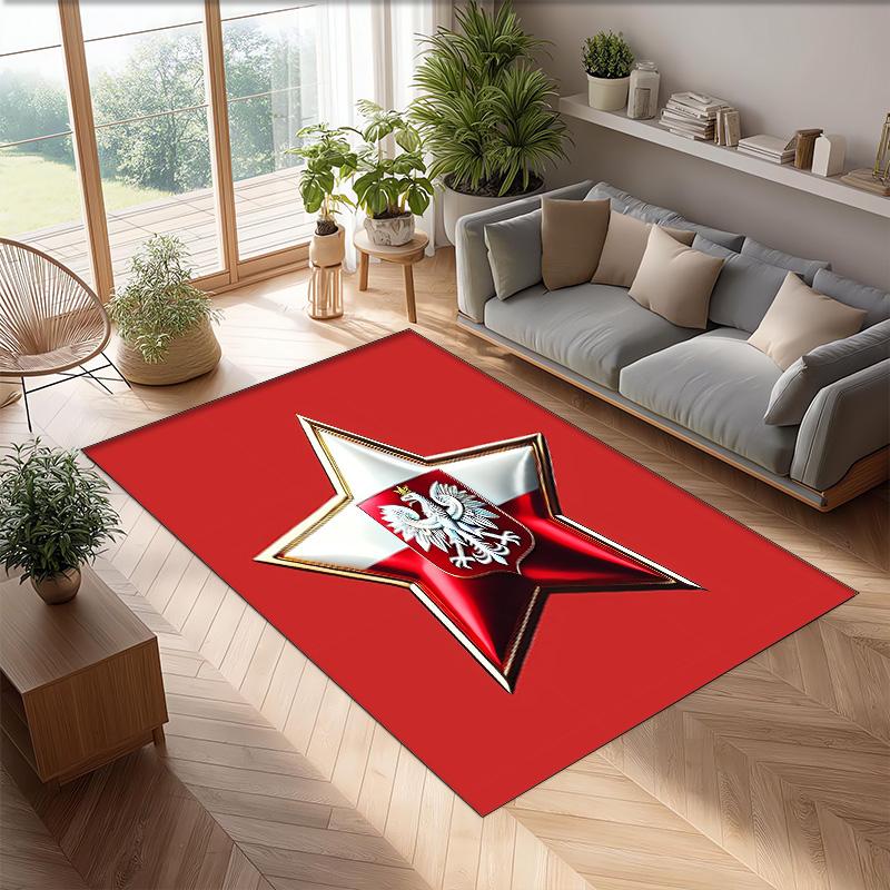 Tappeto in Flanella Stampato Polonia Antiscivolo Morbido Poliestere Tappeto per Pavimento Tappetino Decorativo per Interni per Camera da Letto Soggiorno Divano