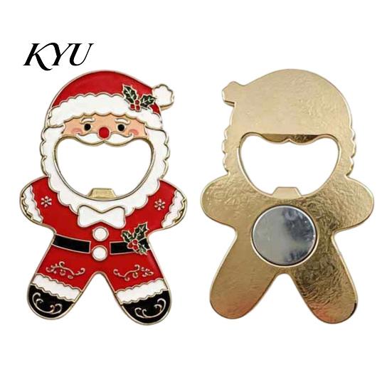 Holiday Souvenir for Friends Christmas Santa Bottle Opener, Zinc Alloy Refrigerator Magnet, Home Decor Gift Beer Cap Cute Stocking Stuffer Opener