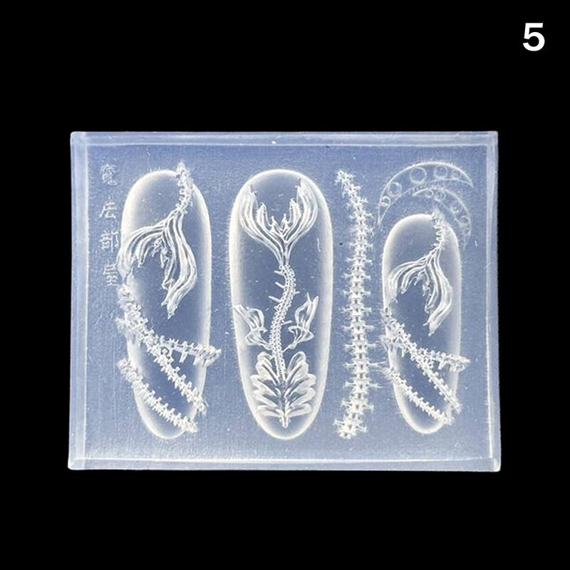 1PCS 3D Acrylic Nail Mold Sea Shell Starfish Goldfish Koi Fish Summer Jellyfish DIY Lace Bow Silicone Nail Art Mold