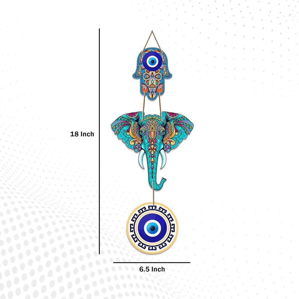Designer-Wandbehang aus Holz mit Elefantenmotiv als Dekoration für Zuhause, Hamsa-Hand-Dekoration für das Wohnzimmer