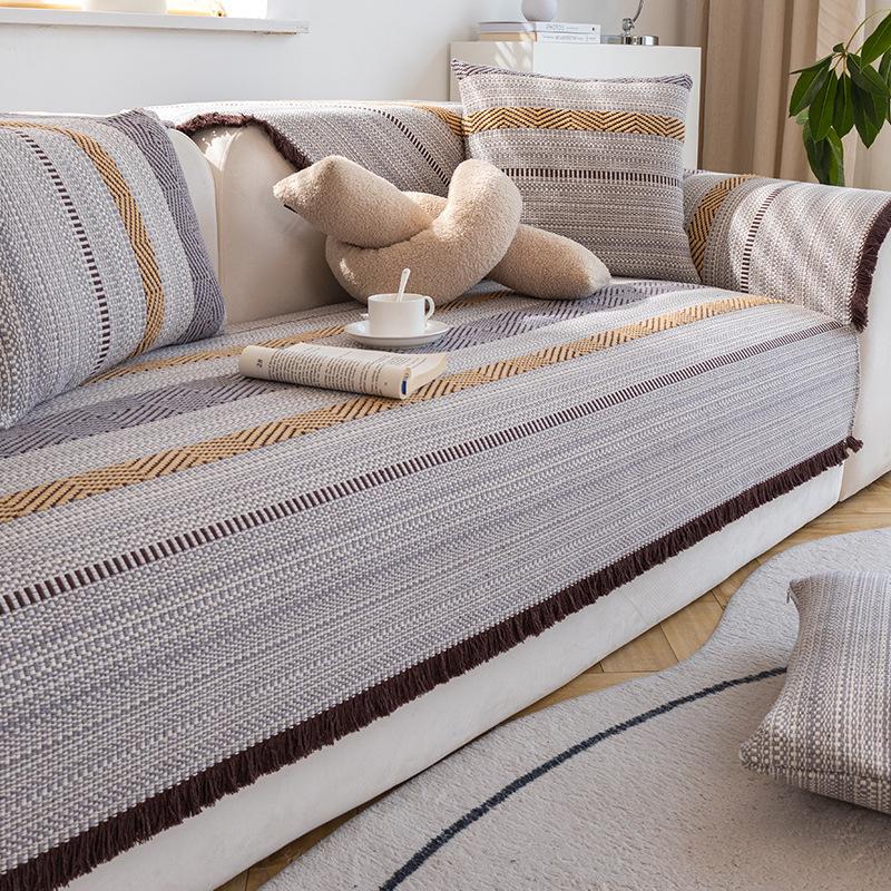Cotton and Linen Sofa Cushion Non-Slip High-End Sofa Cover All-Inclusive Nordic Simple Thickened Cushion Cover Cloth Four Seasons Universal